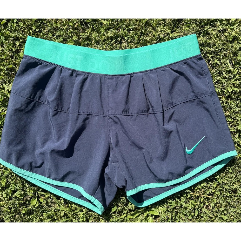Nike Dri-FIT Shorts Womens S Blue Teal Elastic Waist 3" Inseam Running Gym